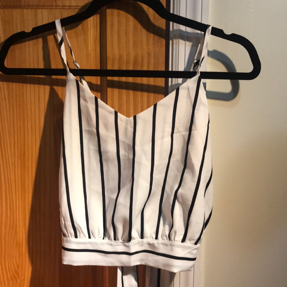 White and Black Crop Top